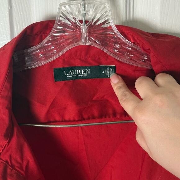 Lauren Ralph Lauren Belted Cotton Blend Shirtdress 14 - Picture 6 of 6